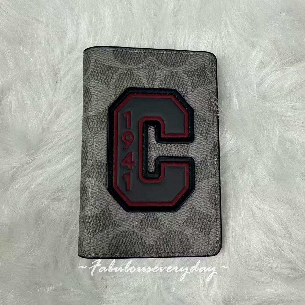 Coach Id Card Wallet In Signature Canvas With Patches/Grey Multi CCF99 NWT